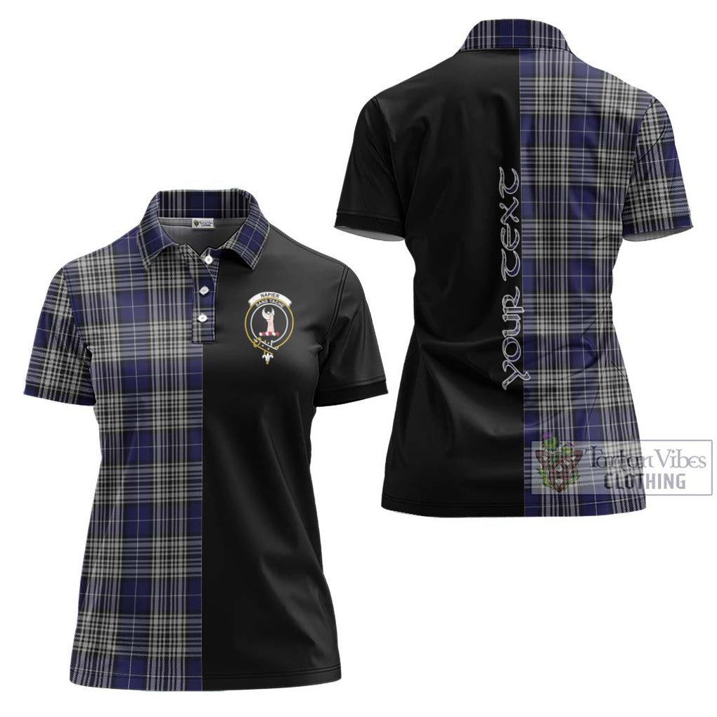 Napier Tartan Women's Polo Shirt with Family Crest and Half Of Me Style Women - Tartanvibesclothing Shop