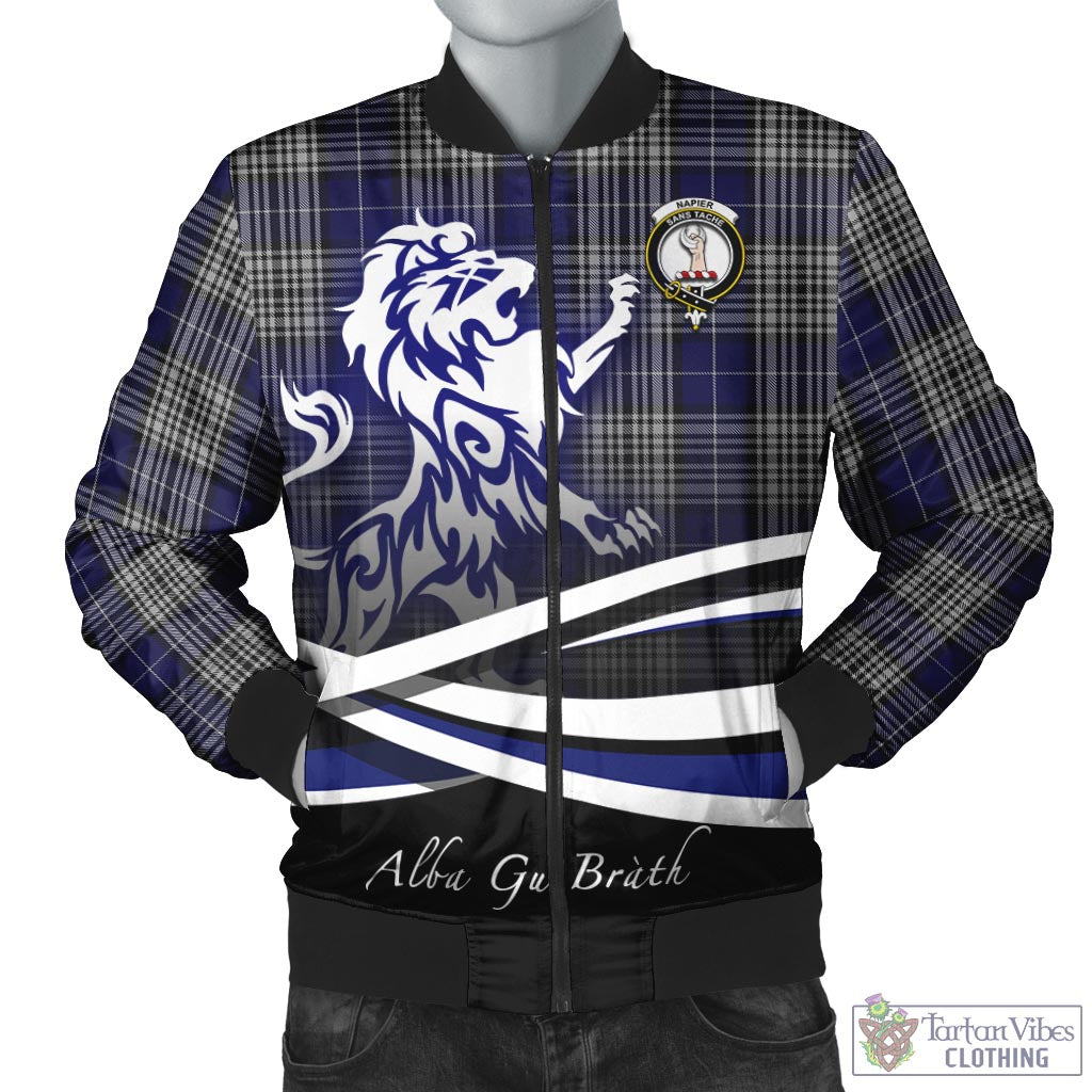 Tartan Vibes Clothing Napier Tartan Bomber Jacket with Alba Gu Brath Regal Lion Emblem