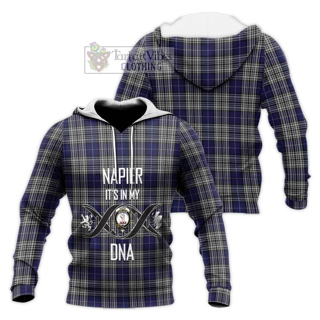 Napier Tartan Knitted Hoodie with Family Crest DNA In Me Style Unisex Knitted Pullover Hoodie - Tartanvibesclothing Shop