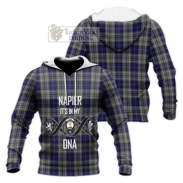 Napier Tartan Knitted Hoodie with Family Crest DNA In Me Style