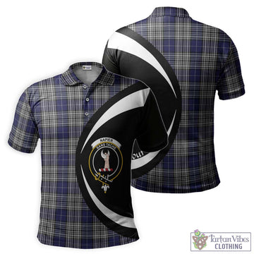 Napier Tartan Men's Polo Shirt with Family Crest Circle Style