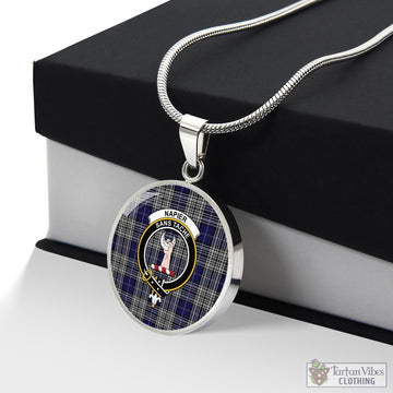 Napier Tartan Circle Necklace with Family Crest