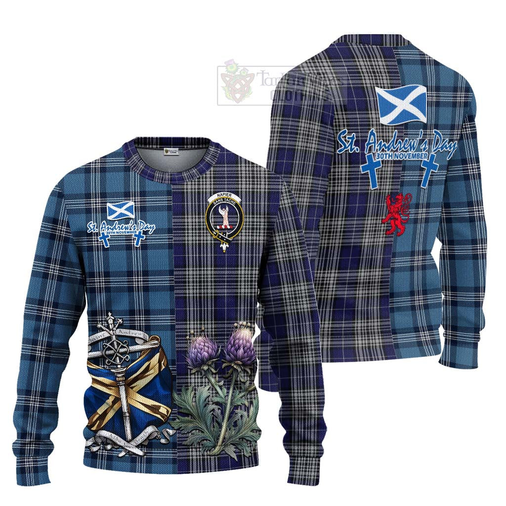 Tartan Vibes Clothing Napier Tartan Knitted Sweater Happy St. Andrew's Day Half Tartan Style