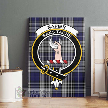 Napier Tartan Canvas Print Wall Art with Family Crest