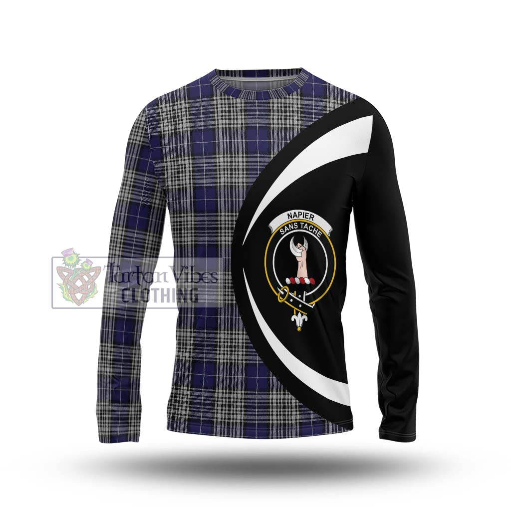 Napier Tartan Long Sleeve T-Shirt with Family Crest Circle Style Unisex - Tartan Vibes Clothing