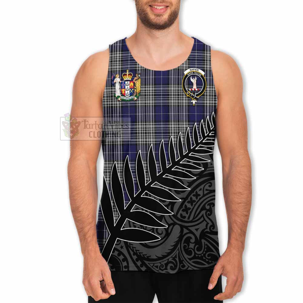 Tartan Vibes Clothing Napier Crest Tartan Men's Tank Top with New Zealand Silver Fern Half Style