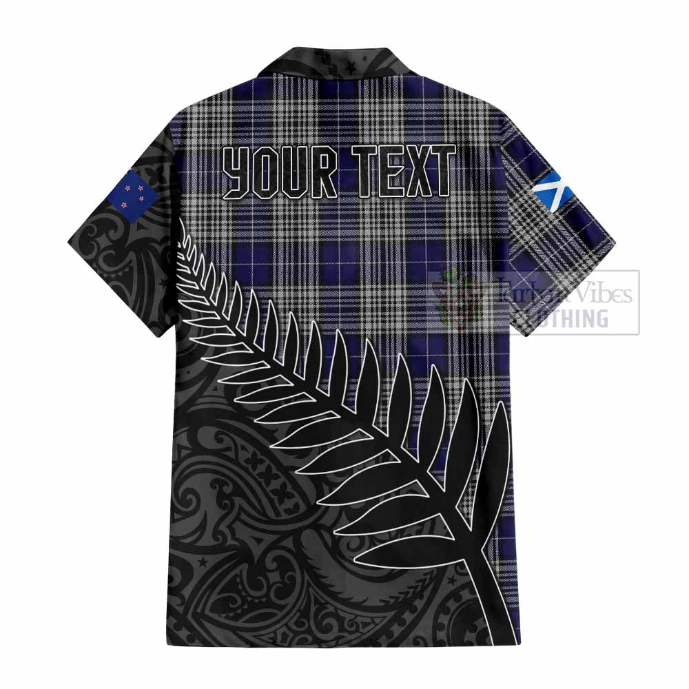 Tartan Vibes Clothing Napier Crest Tartan Short Sleeve Button Shirt with New Zealand Silver Fern Half Style