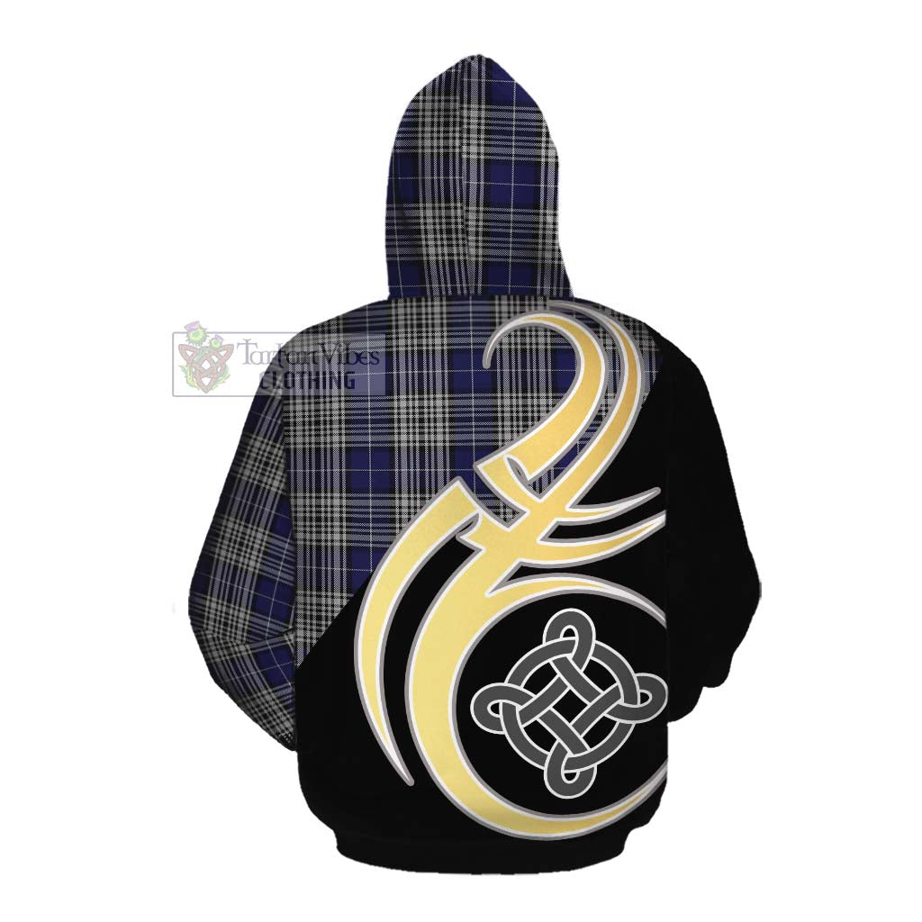 Tartan Vibes Clothing Napier Tartan Cotton Hoodie with Family Crest and Celtic Symbol Style