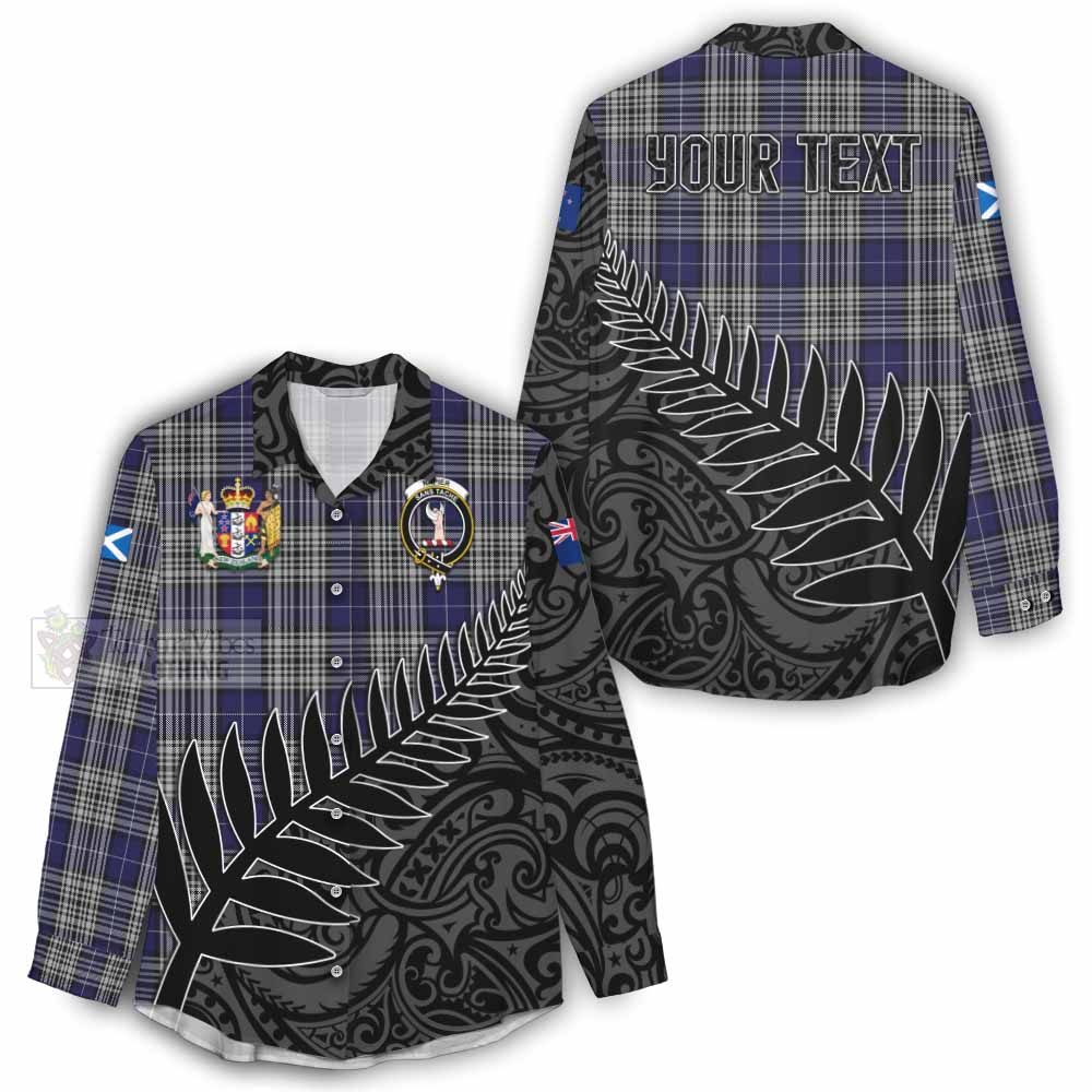 Tartan Vibes Clothing Napier Crest Tartan Women's Casual Shirt with New Zealand Silver Fern Half Style