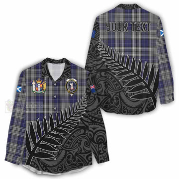 Napier Crest Tartan Women's Casual Shirt with New Zealand Silver Fern Half Style