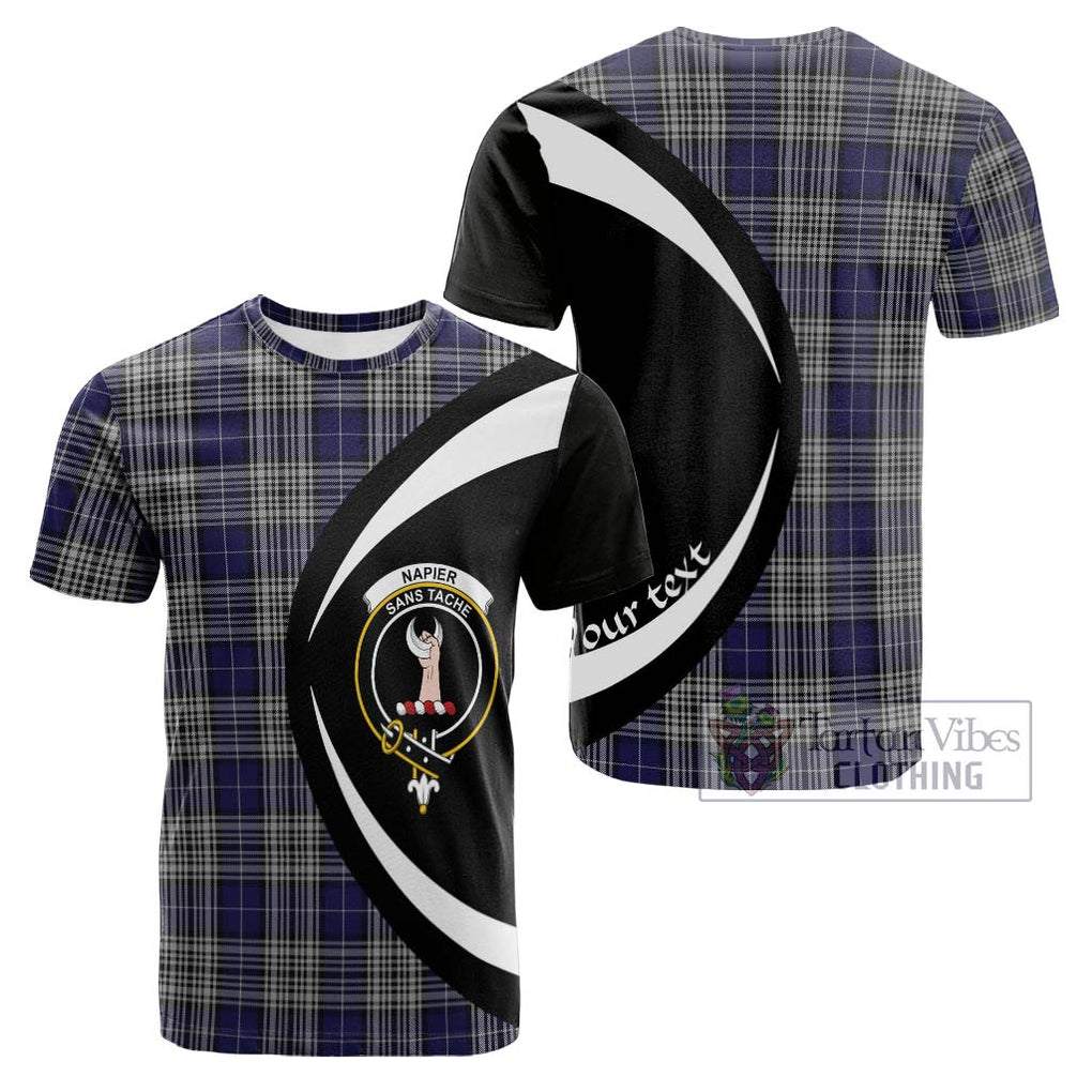 Tartan Vibes Clothing Napier Tartan Cotton T-shirt with Family Crest Circle Style