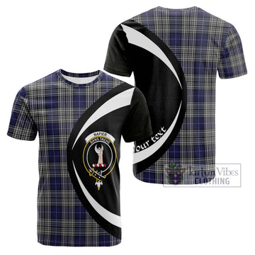 Napier Tartan Cotton T-shirt with Family Crest Circle Style