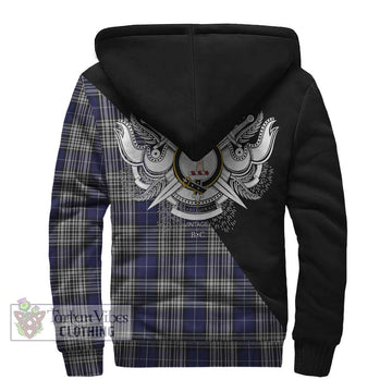 Napier Tartan Sherpa Hoodie with Family Crest and Military Logo Style