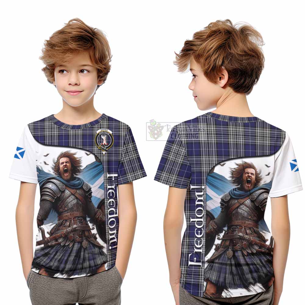 Tartan Vibes Clothing Napier Crest Tartan Kid T-Shirt Inspired by the Freedom of Scottish Warrior