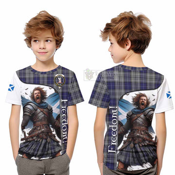 Napier Crest Tartan Kid T-Shirt Inspired by the Freedom of Scottish Warrior