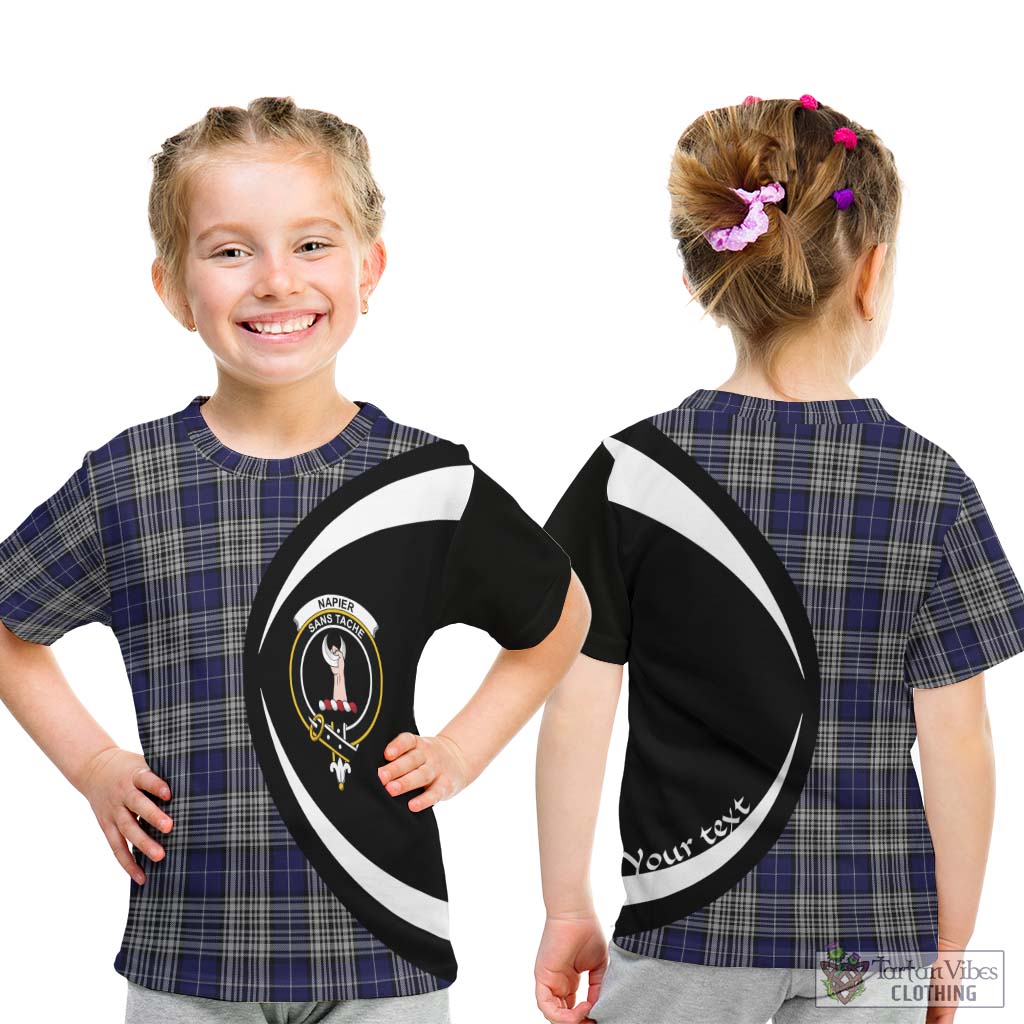 Napier Tartan Kid T-Shirt with Family Crest Circle Style - Tartan Vibes Clothing