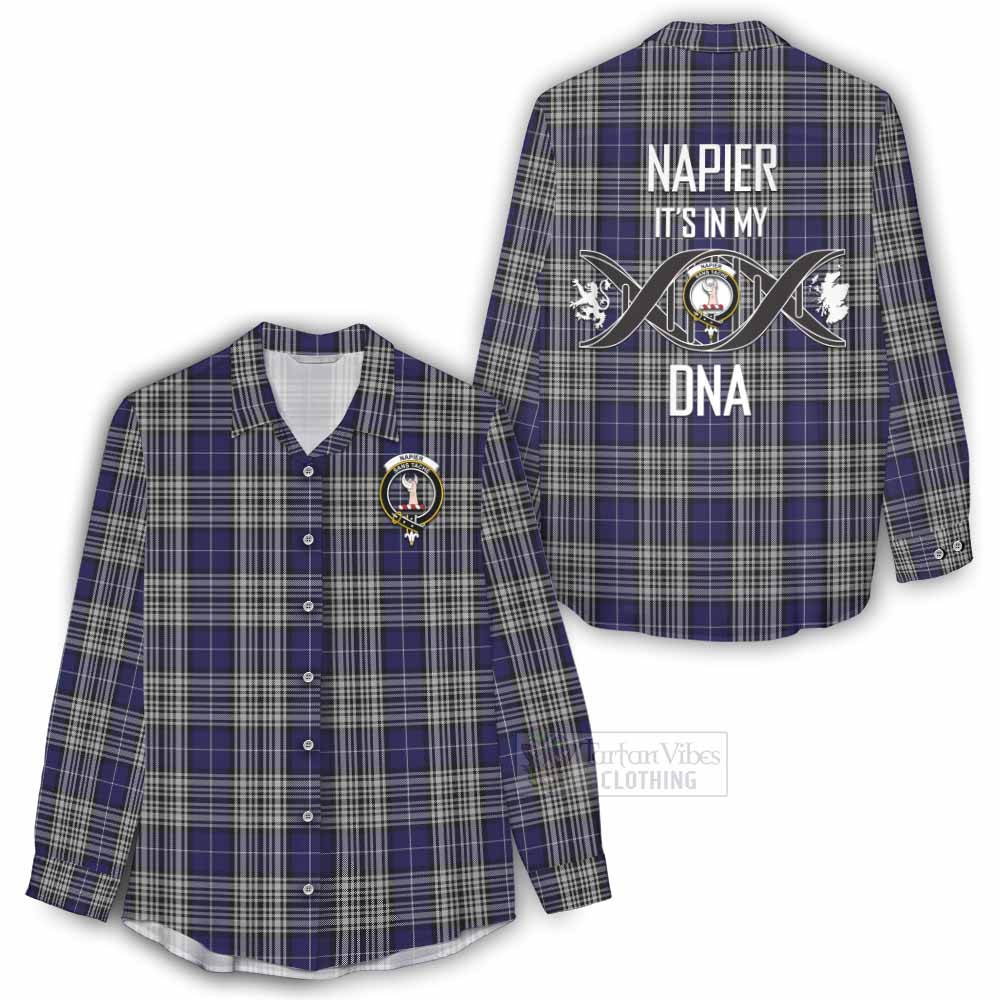 Tartan Vibes Clothing Napier Tartan Women's Casual Shirt with Family Crest DNA In Me Style