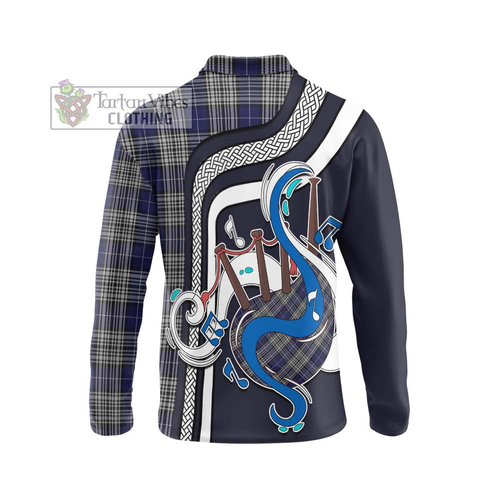 Tartan Vibes Clothing Napier Tartan Long Sleeve Polo Shirt with Epic Bagpipe Style