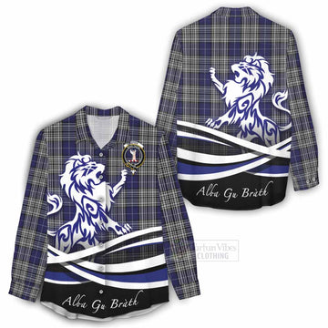 Napier Tartan Women's Casual Shirt with Alba Gu Brath Regal Lion Emblem