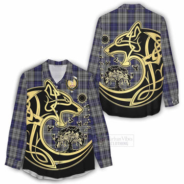 Napier Tartan Women's Casual Shirt with Family Crest Celtic Wolf Style