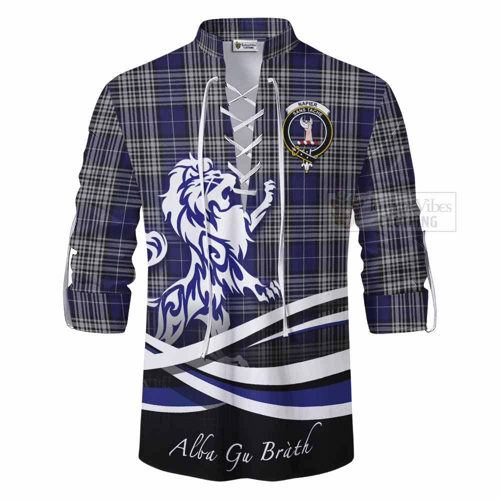 Tartan Vibes Clothing Napier Tartan Ghillie Kilt Shirt with Alba Gu Brath Regal Lion Emblem