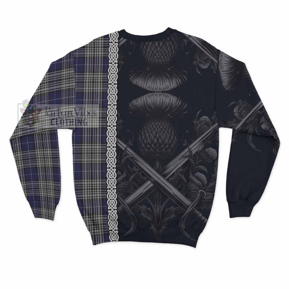 Tartan Vibes Clothing Napier Tartan Sweatshirt with Family Crest Cross Sword Thistle Celtic Vibes