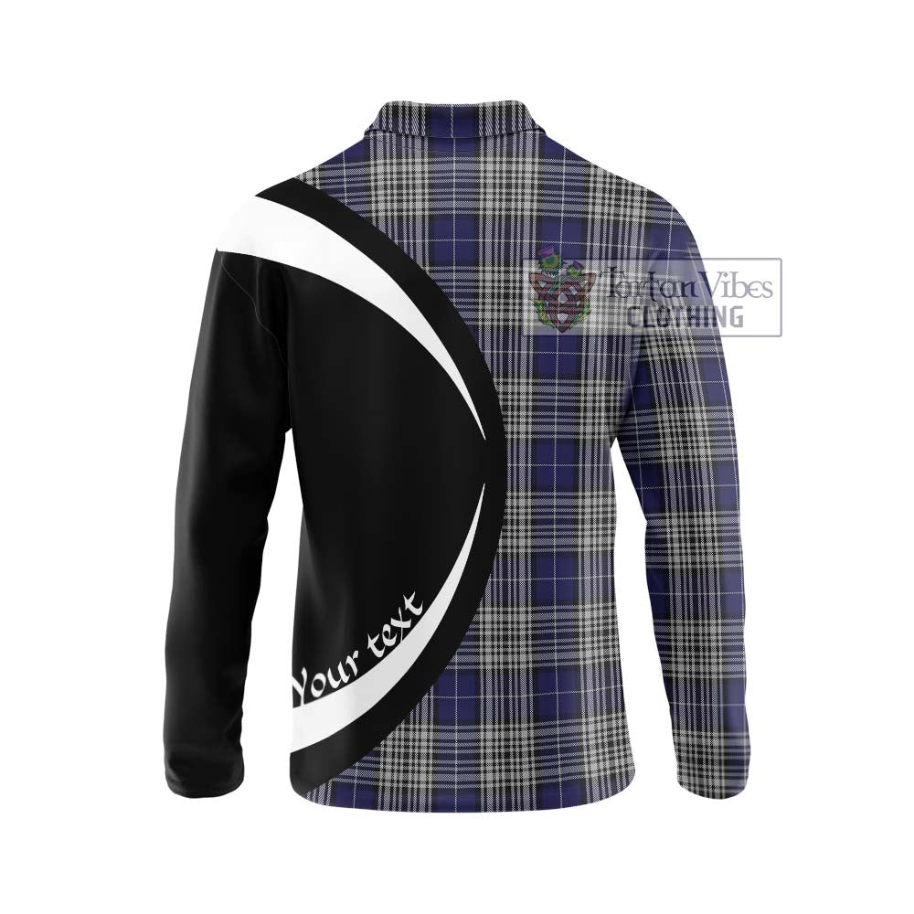 Napier Tartan Long Sleeve Polo Shirt with Family Crest Circle Style - Tartan Vibes Clothing