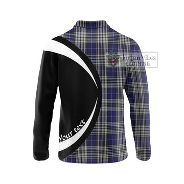 Napier Tartan Long Sleeve Polo Shirt with Family Crest Circle Style