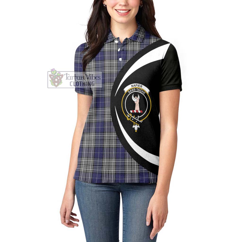 Napier Tartan Women's Polo Shirt with Family Crest Circle Style - Tartan Vibes Clothing