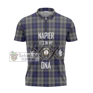 Napier Tartan Zipper Polo Shirt with Family Crest DNA In Me Style