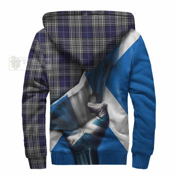 Napier Tartan Sherpa Hoodie with Family Crest Scotland Patriotic Style