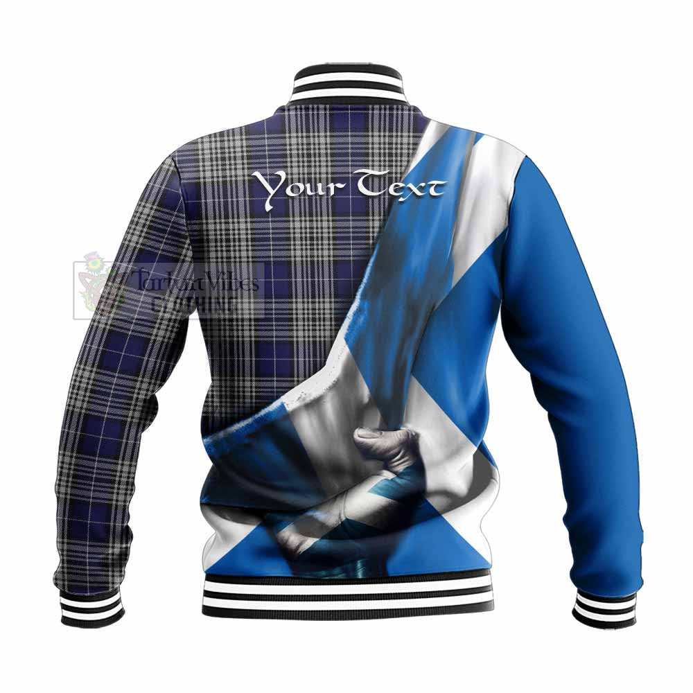 Tartan Vibes Clothing Napier Tartan Baseball Jacket with Family Crest Scotland Patriotic Style