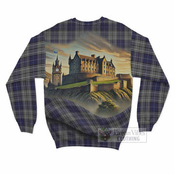 Napier Tartan Family Crest Sweatshirt with Scottish Ancient Castle Style