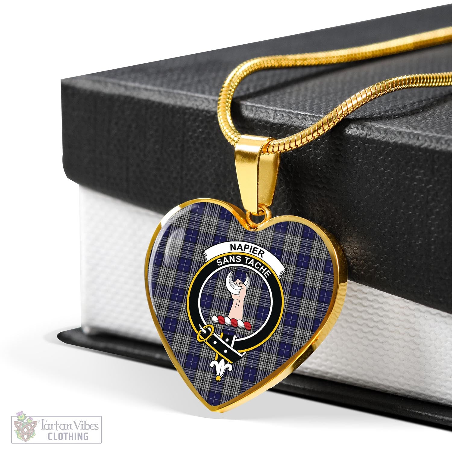 Tartan Vibes Clothing Napier Tartan Heart Necklace with Family Crest