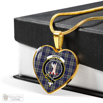 Napier Tartan Heart Necklace with Family Crest