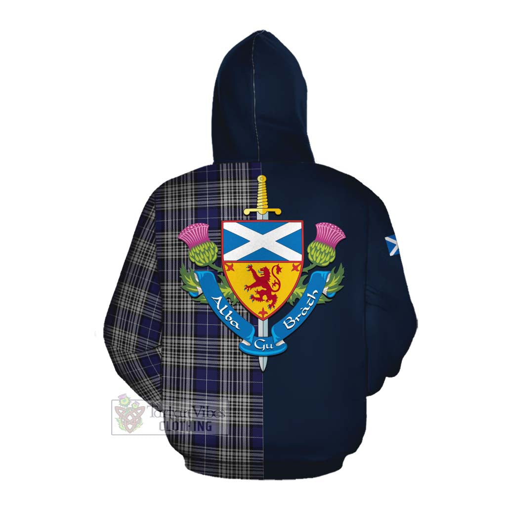 Tartan Vibes Clothing Napier Tartan Cotton Hoodie Alba with Scottish Lion Royal Arm Half Style