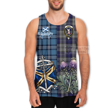 Napier Tartan Men's Tank Top Happy St. Andrew's Day Half Tartan Style - Tartan Vibes Clothing