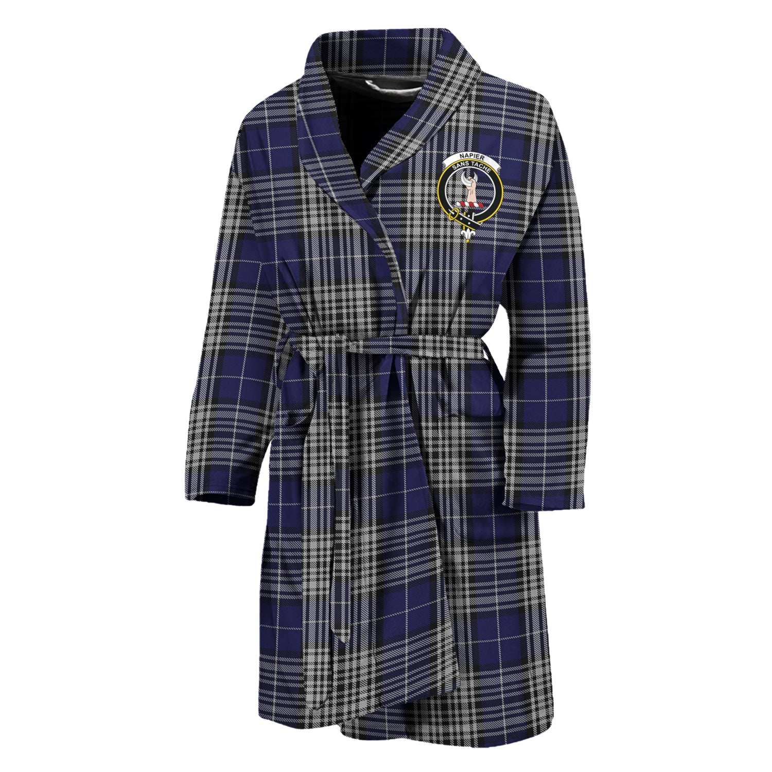 Napier Tartan Bathrobe with Family Crest Unisex M - Tartan Vibes Clothing