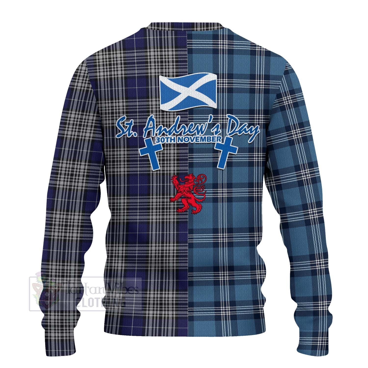 Tartan Vibes Clothing Napier Tartan Knitted Sweater Happy St. Andrew's Day Half Tartan Style