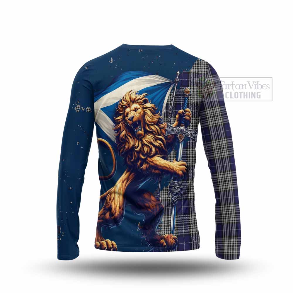 Tartan Vibes Clothing Napier Tartan Family Crest Long Sleeve T-Shirt with Scottish Majestic Lion