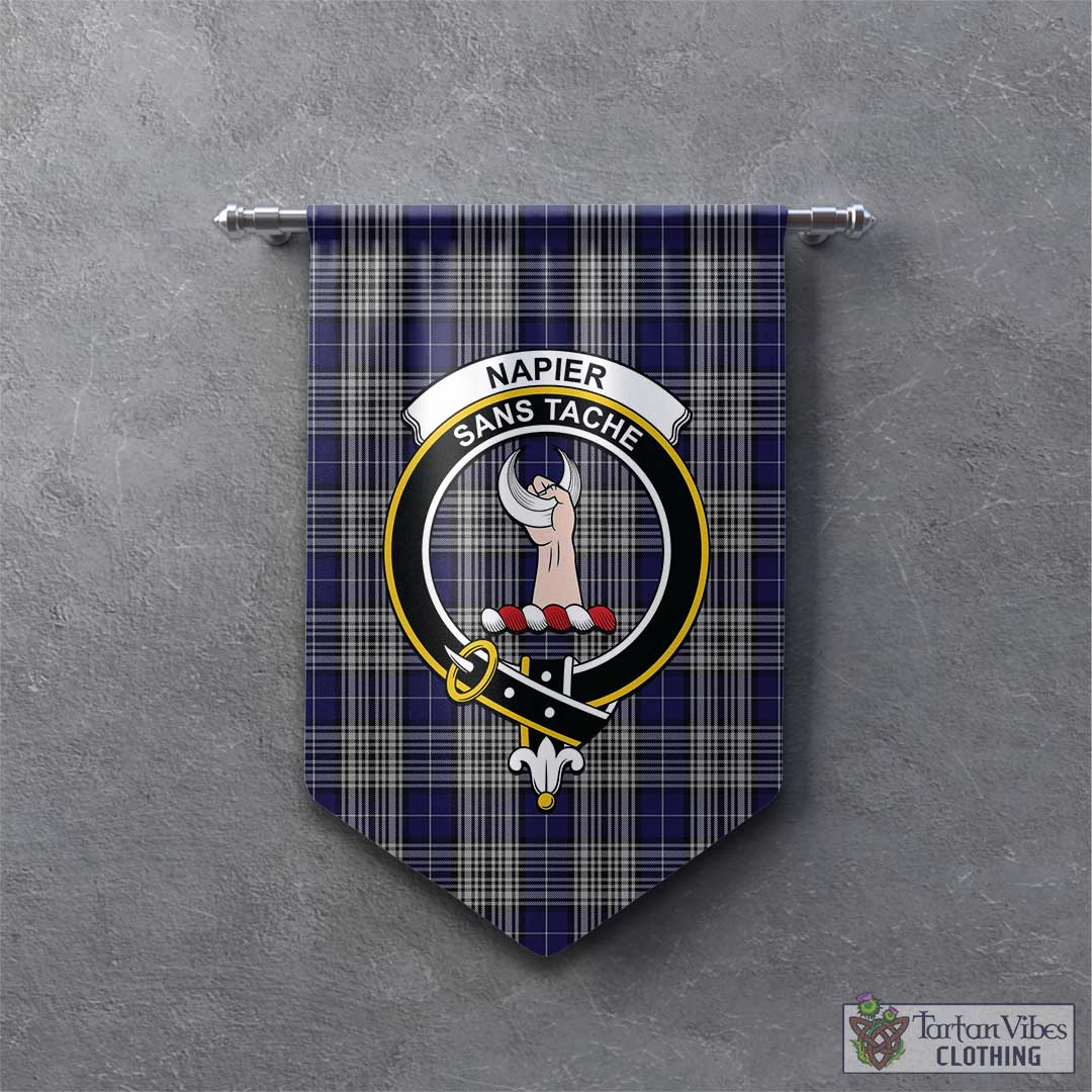 Tartan Vibes Clothing Napier Tartan Gonfalon, Tartan Banner with Family Crest