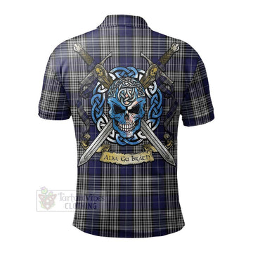 Napier Tartan Polo Shirt with Family Crest Celtic Skull Style