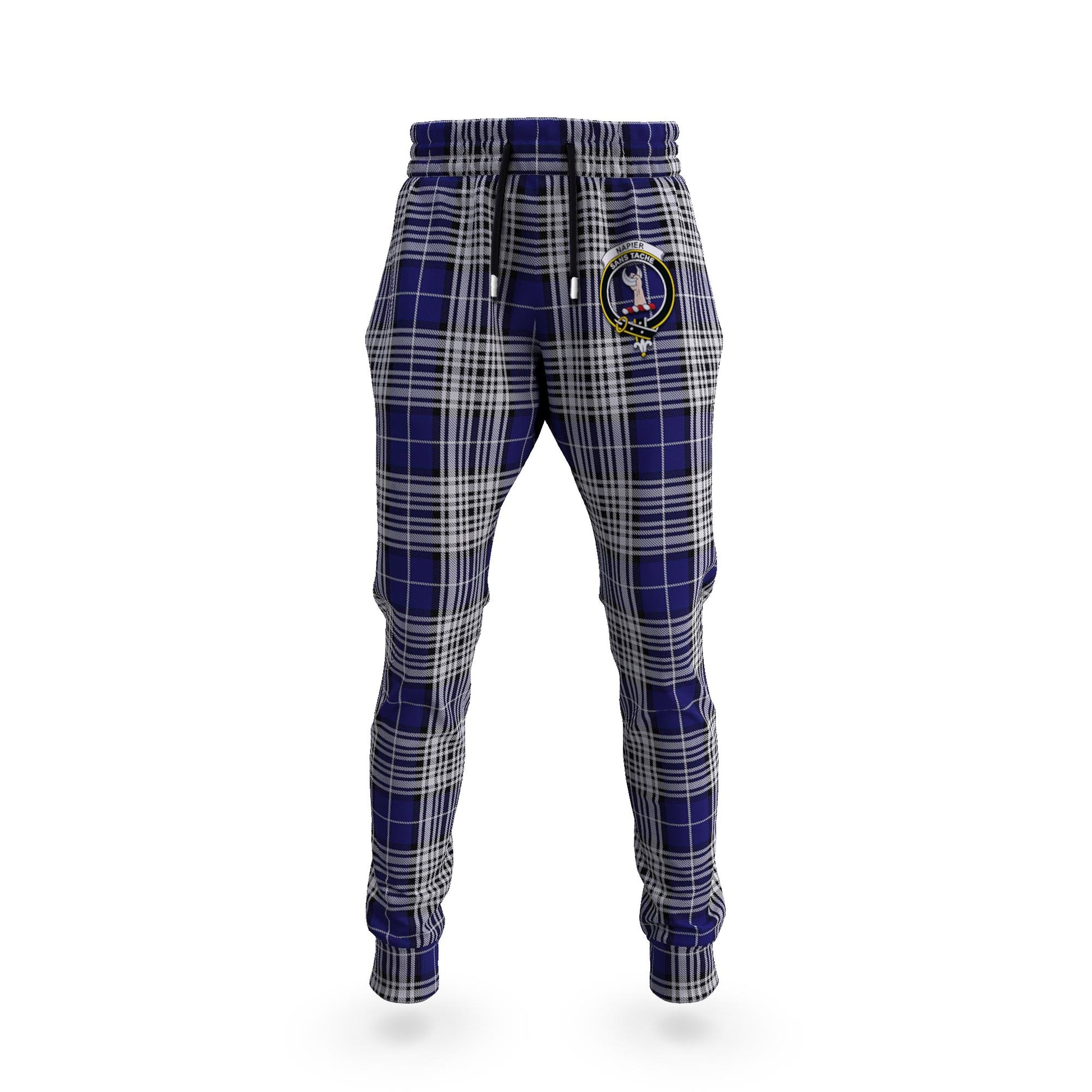 Napier Tartan Joggers Pants with Family Crest - Tartanvibesclothing