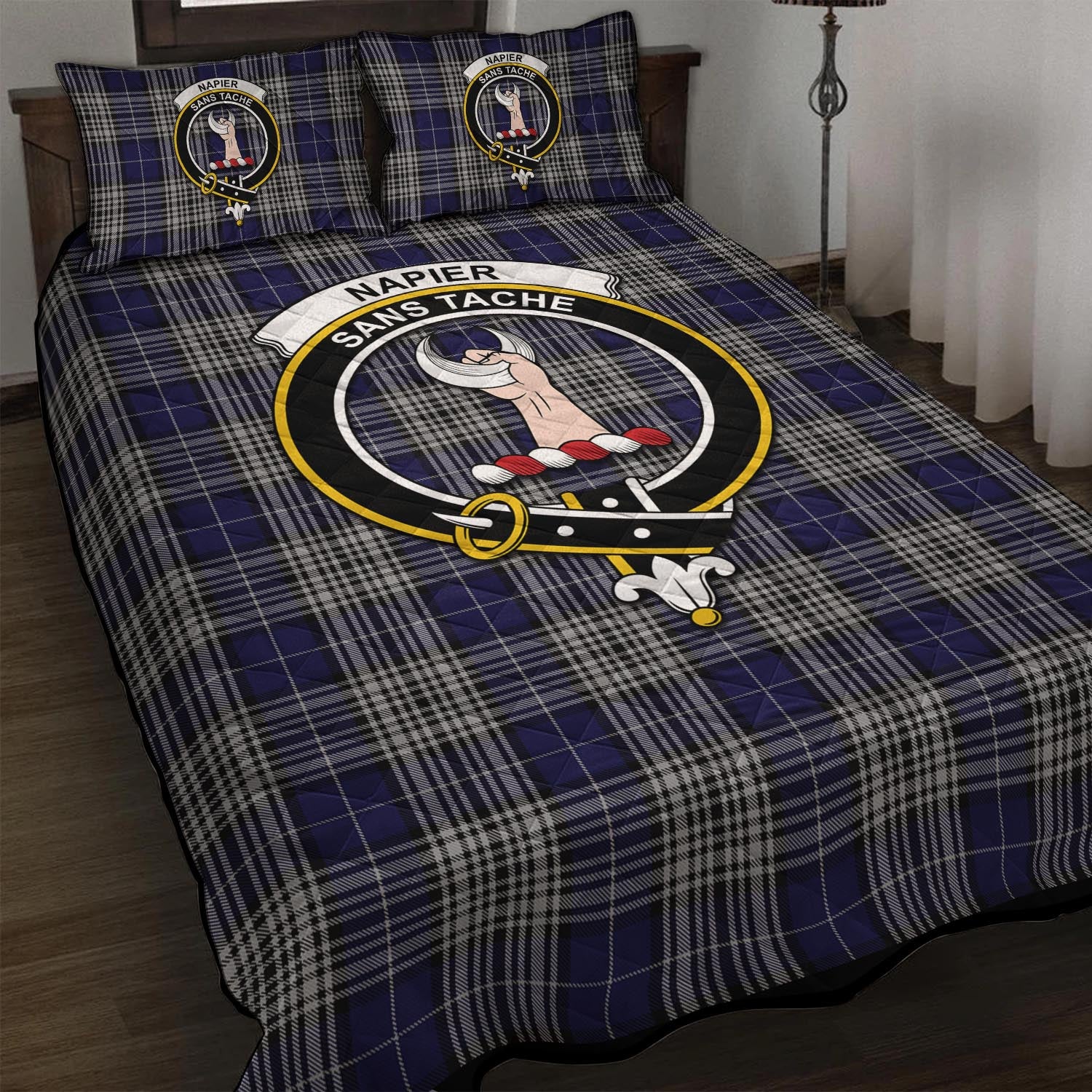 Napier Tartan Quilt Bed Set with Family Crest - Tartan Vibes Clothing