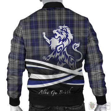 Napier Tartan Bomber Jacket with Alba Gu Brath Regal Lion Emblem