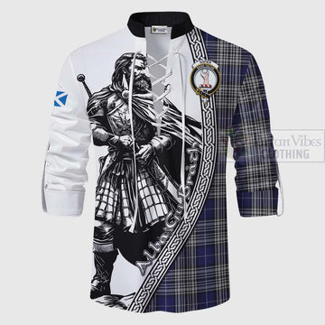 Napier Tartan Clan Crest Ghillie Kilt Shirt with Highlander Warrior Celtic Style