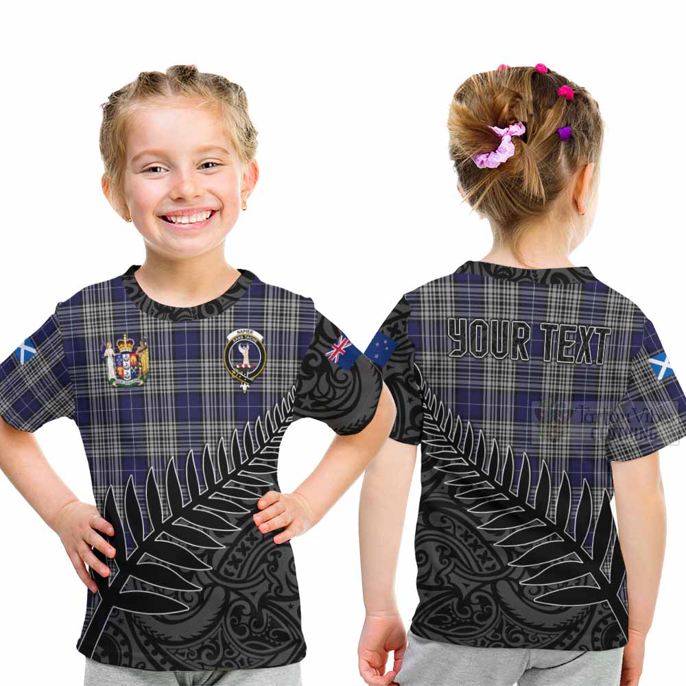 Tartan Vibes Clothing Napier Crest Tartan Kid T-Shirt with New Zealand Silver Fern Half Style