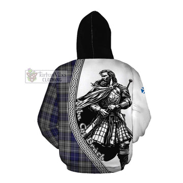 Napier Tartan Clan Crest Cotton Hoodie with Highlander Warrior Celtic Style