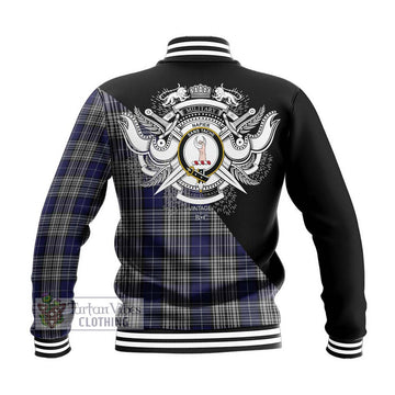 Napier Tartan Baseball Jacket with Family Crest and Military Logo Style