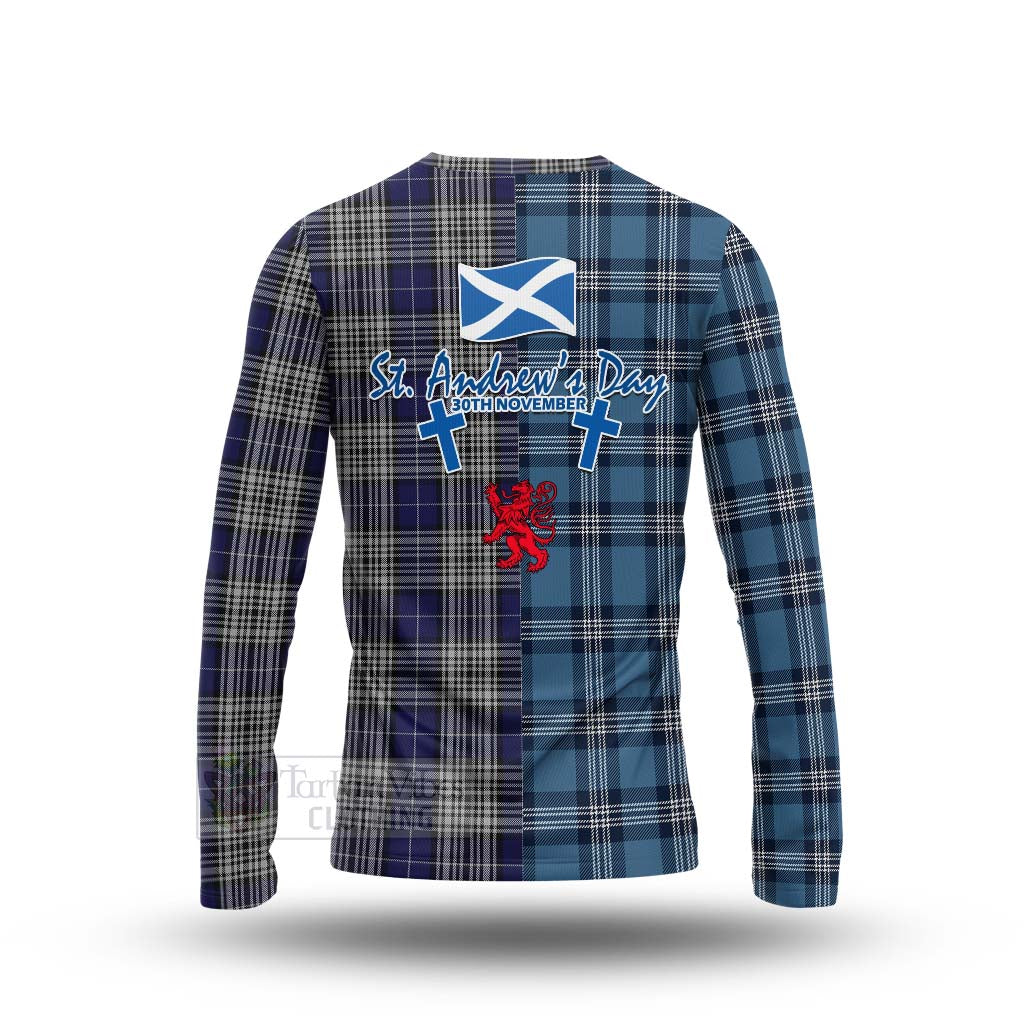 Tartan Vibes Clothing Napier Tartan Long Sleeve T-Shirt Happy St. Andrew's Day Half Tartan Style